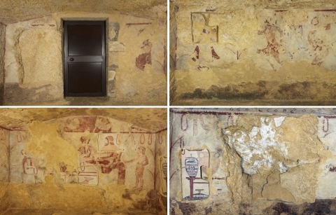 Tomba dei Vasi Dipinti - Le quattro pareti