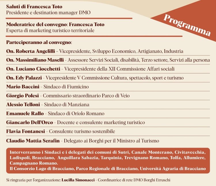 Programma Congerenza Il Turismo Oraganizzato DMO Borghi Etruschi